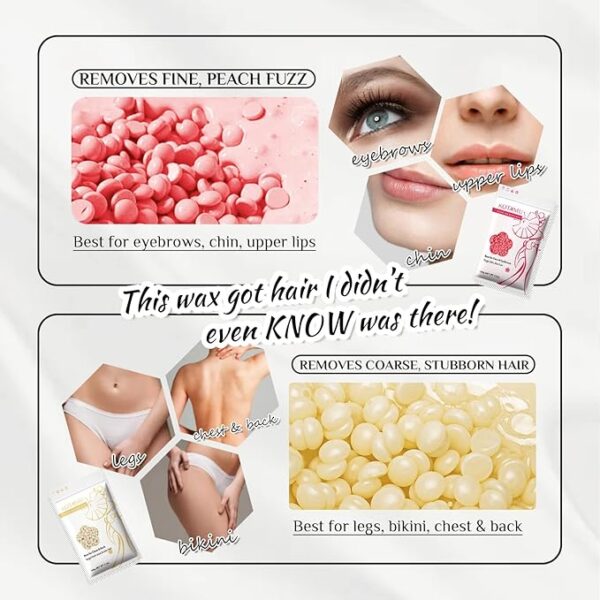 Wax Kit Pink Digital Hair Removal Waxing Kit for Women & Men Hot Wax Warmer Pot for Face - Image 2