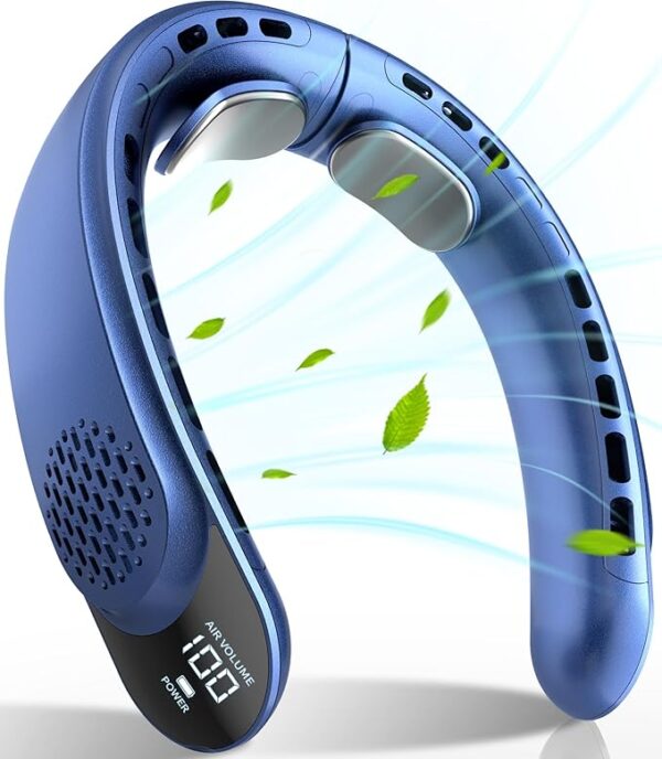 Rechargeable Neck Fan, Personal Fan with LED Display, 3 Speeds with 4000mAh Battery Powered