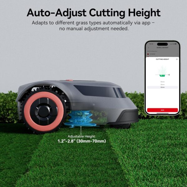 Lawn Mower with 393ft Boundary Wires for 0.12 Acre (1/8 Acre), 45% Slope, 70Mins Runtime, - Image 2