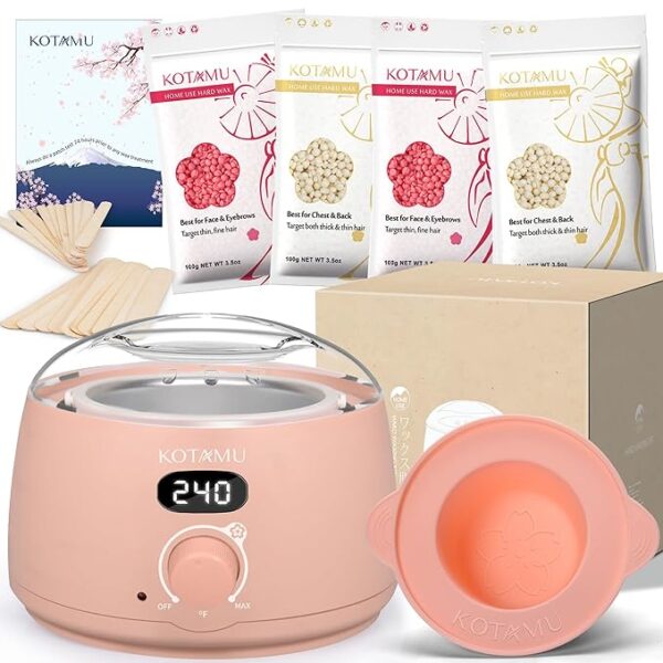 Wax Kit Pink Digital Hair Removal Waxing Kit for Women & Men Hot Wax Warmer Pot for Face