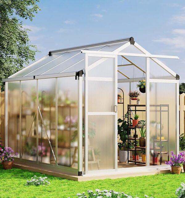 Aluminum Greenhouses for Outdoors, Large Heavy Duty Polycarbonate Greenhouse with Roof Vent, - Image 2