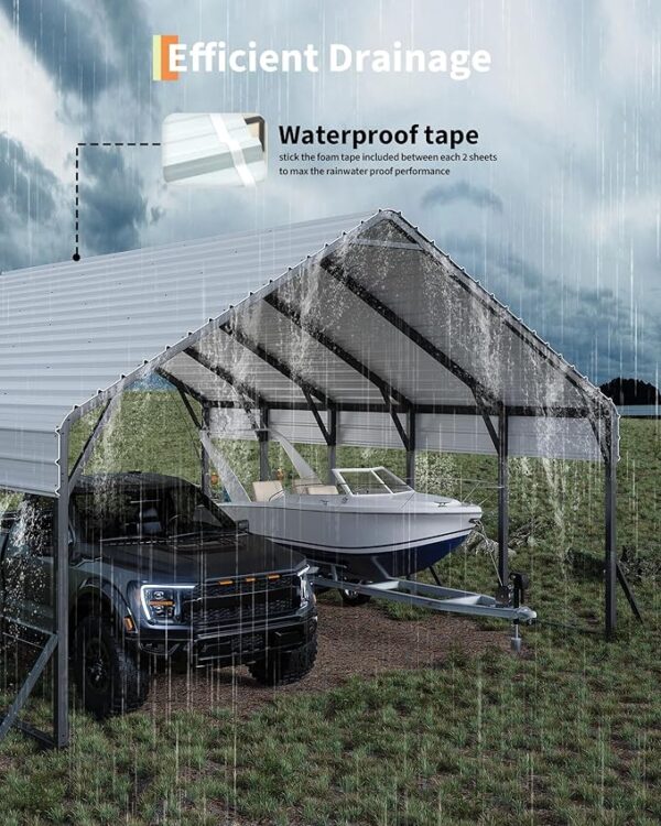 Metal Carport for 2 Cars, Extra Tall Carport, Reinforced Frame and Roof for All-Weather, - Image 2